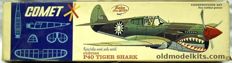 Comet Curtiss P-40 Tiger Shark - 18 Inch Wingspan Flying Aircraft, 5201-49 plastic model kit